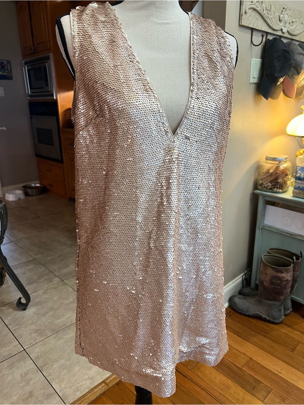 Cupshe Rose Gold Sequin Mini Dress